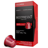 Bestpresso frente del paquete mostrando 6 cajas y ventaja de 120 cápsulas