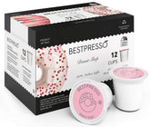 Bestpresso frente del empaque que muestra 96 cápsulas y facilidad de almacenamiento