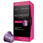 Bestpresso empaque frontal mostrando 12 cajas y beneficio de stock prolongado