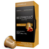 Bestpresso frontal del paquete mostrando 6 cajas y 120 cápsulas, conveniencia