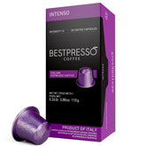 Bestpresso vista frontal del pack mostrando 6 cajas y 120 cápsulas, conveniencia