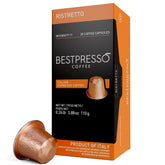 Bestpresso embalaje frontal mostrando 6 cajas y beneficio de suministro prolongado