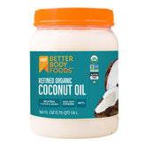 BetterBody Foods frasco de 56 oz de aceite de coco refinado para cocina versátil