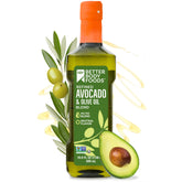 BetterBody Foods botella frontal de mezcla aguacate y oliva, versatilidad en cocina
