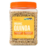 BetterBody Foods envase frontal de quinoa tricolor, conservación y claridad