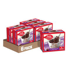 Betty Crocker empaque frontal Mug Treats muestra contenido y beneficios rápidos