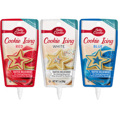Betty Crocker empaque frontal mostrando trio de colores y fácil uso