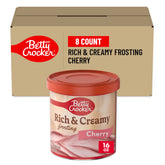 Betty Crocker frente de lata de cobertura cereza, presentación atractiva y lista para usar