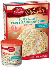 Betty Crocker caja frontal de Party Rainbow Chip Cake Mix de Rainbow Mix, presentación clara