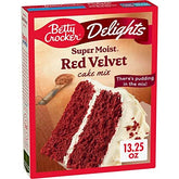 Betty Crocker empaque frontal del Red Velvet mostrando la marca y conveniencia