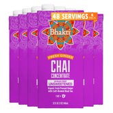 Bhakti chai carton frontal mostrando marca y beneficios sin azúcar