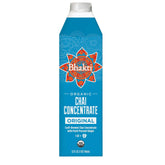 Bhakti Chai concentrado orgánico botella al frente con etiqueta clara y atractivo