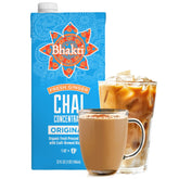 Bhakti concentrado chai frente del empaque mostrando envase reciclable y sabor auténtico