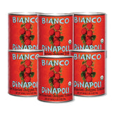 Bianco DiNapoli lata frontal mostrando etiqueta y beneficio de sabor ahumado