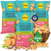BIENA envase frontal Tasty Thins mostrando sabores y sello saludable