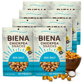 BIENA empaque frontal mostrando diseño y sabor sal marina, conveniencia al instante