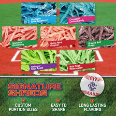 Big League Chew bolsita abierta con chicle listo para masticar, ideal para partido