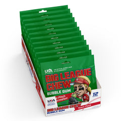 Big League Chew tiras desmenuzadas detalle de textura y masticado suave