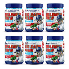 Big League Chew frasco frontal mostrando etiqueta clara y portabilidad beneficios