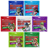 Big League Chew frente del pack mostrando los siete sabores y facilidad para compartir