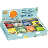 Bigelow caja frontal del surtido mostrando 8 sabores y beneficios de variedad