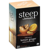 Bigelow steep paquete frontal mostrando 20 bolsitas, conveniencia y frescura