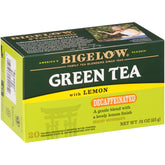 Bigelow Tea caja frontal mostrando etiqueta y beneficio sabor a limón