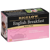 Bigelow Tea empaque frontal mostrando cajas y branding, conveniencia inmediata
