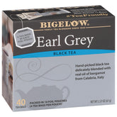 Bigelow Tea paquete delantero mostrando diseño y cantidad para fácil reconocimiento