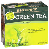 Bigelow Tea caja frontal mostrando 40 bolsitas y pack de 6, frescura garantizada