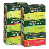 Bigelow Tea vista frontal del embalaje que muestra variedad y conveniencia