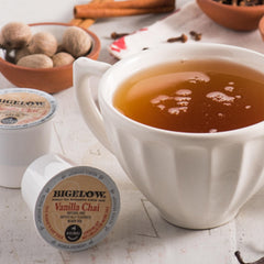 Bigelow Tea cápsula K-Cup detalle del sello y textura para preparación fácil