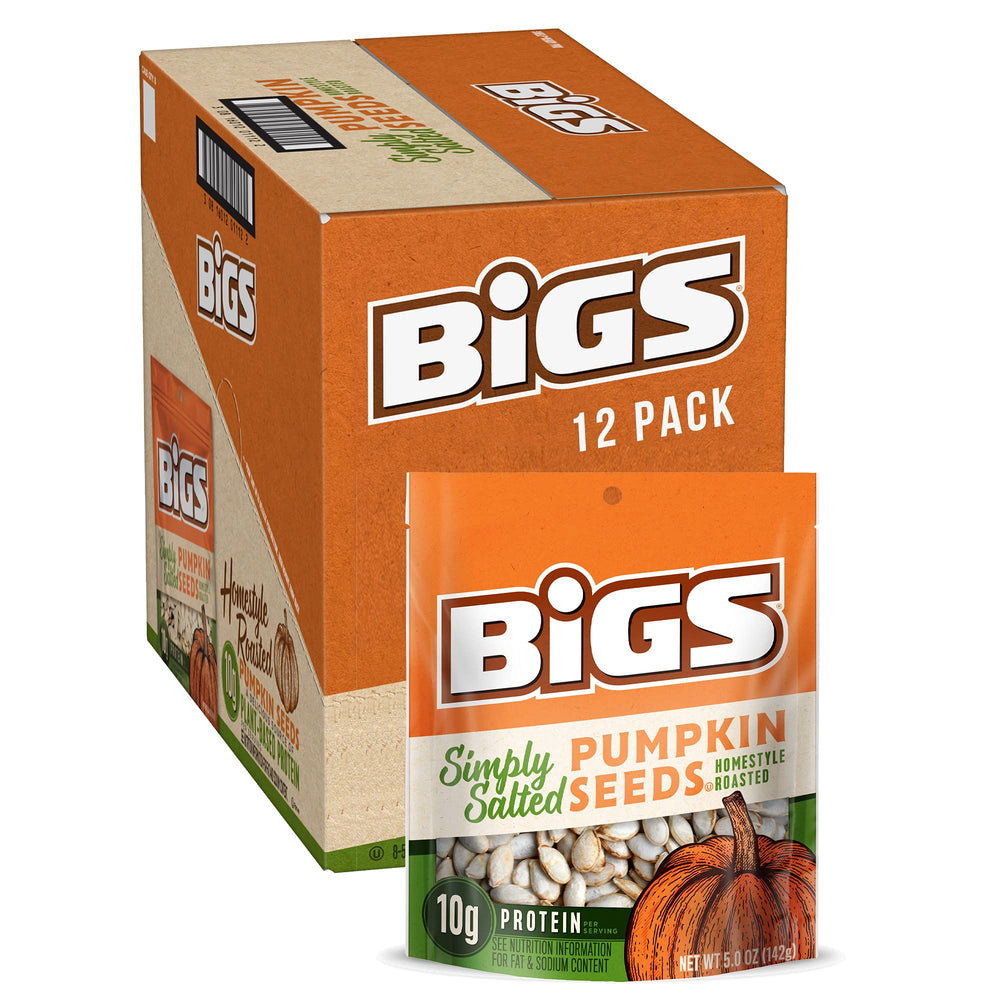 BIGS paquete frontal de 12 bolsas mostrando presentación conveniente