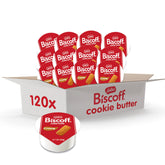 Biscoff taza frontal del envase mostrando porción individual y comodidad