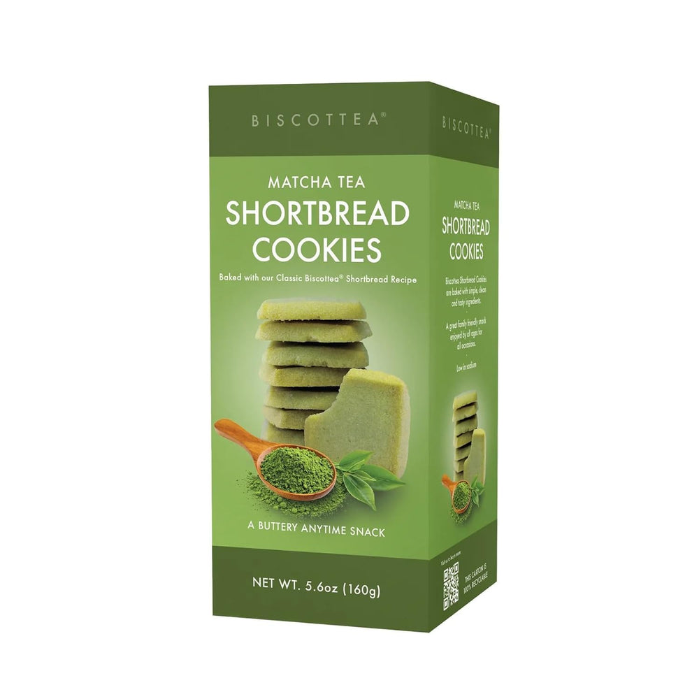 BISCOTTEA matcha presentación frontal mostrando 8 galletas listadas y atractivas