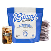 Bizzy empaque frontal mostrando 12 bolsitas y beneficios de preparación rápida