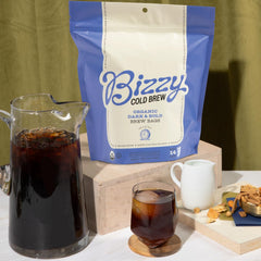 Bizzy textura del café molido grueso optimizado para cold brew.