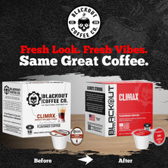 Blackout Coffee Co. cápsula en mano lista para insertar, facilita preparación rápida