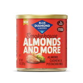 Blue Diamond lata frontal mostrando mezcla smokehouse, conveniencia para llevar