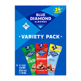 Blue Diamond empaque frontal mostrando 24 bolsitas, conveniente para llevar
