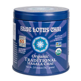 Blue Lotus Chai vista frontal del envase muestra diseño y cantidad