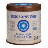 Blue Lotus Chai lata frontal mostrando diseño y capacidad, atractivo visual y claridad