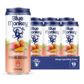Blue Monkey lata frontal de mango mostrando diseño y beneficio refrescante