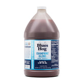 Blues Hog botella frente 167oz mostrando etiqueta y cantidad, ideal para eventos