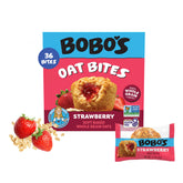 Bobo's empaque frontal con 36 unidades fresa, visible y atractivo