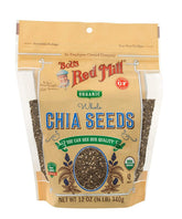 Bob's Red Mill bolsa resellable de chía orgánica vista frontal con sello claro