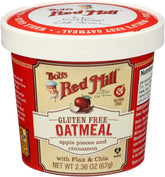 Bob's Red Mill empaque frontal mostrando manzana y canela y conveniencia