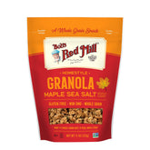 Bob's Red Mill frontal del empaque mostrando el sabor arce y sal marina, conveniencia