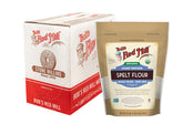 Bob's Red Mill paquete frontal de harina de espelta orgánica muestra marca y peso