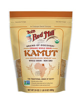 Bob's Red Mill paquete de kamut orgánico 24oz frente muestra práctico
